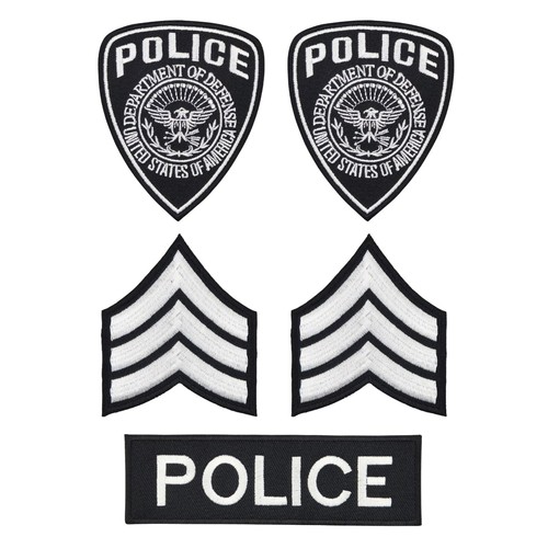 BP-Set-104 # Police Sergeant Abzeichen 5er Set Aufnäher Bügelbild Patch Kostüm - Bild 1 von 10
