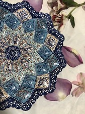 Persian Enamel (Minakari) On Copper Wall Hanging Plate Eslimi Detailed Design