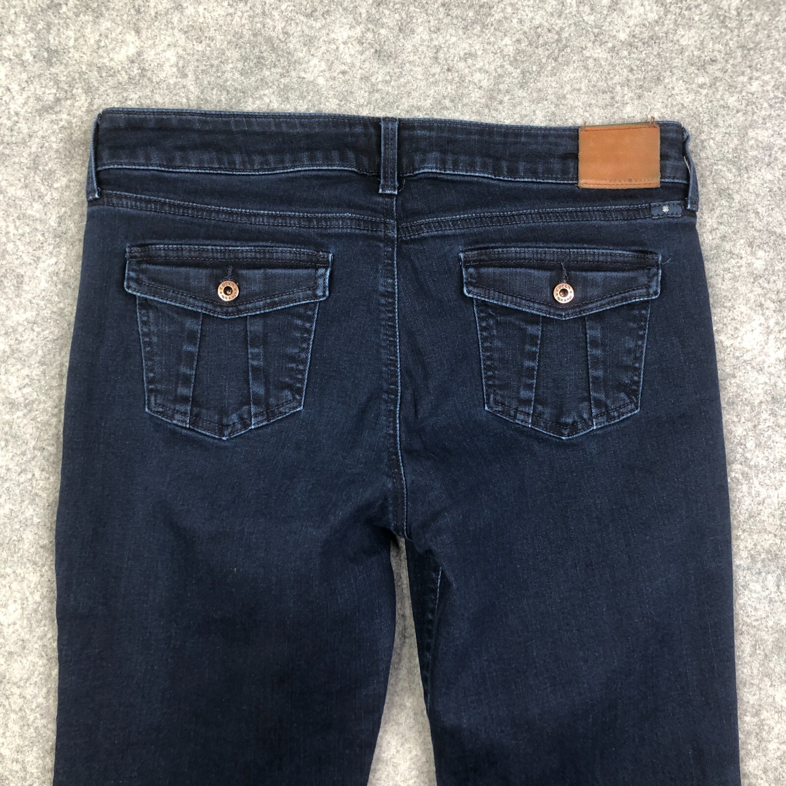 Lucky Brand Lolita Boot Jeans Womens Bootcut Stretch Size 10/30 Dark Wash Flap