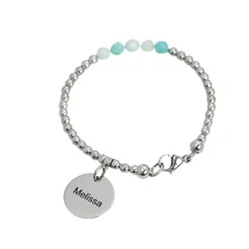 Handmade Ladies Personalised Bracelet Aqua Beads For Women Her Girls UK Facet