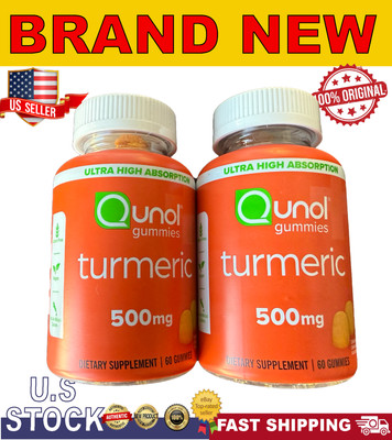 Qunol gummies Turmeric 500mg | 60 Gummies | Creamy oranage Flavor | 2 PACK 06/26