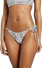 Xhilaration Juniors Shirred Side-Tie Cheeky Bikini Bottom White M 4-6 , 15 NWT