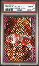 2023 Prizm Patrick Mahomes II Fireworks Purple Power PSA 10 Gem MT /49