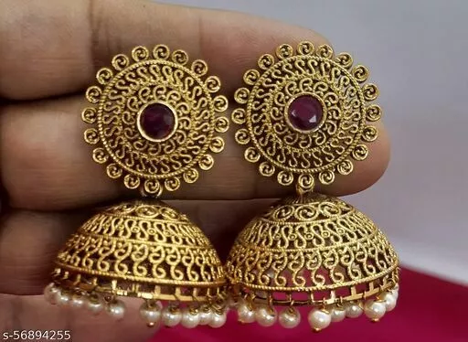 White Stone Studded Flower Big Jhumka Silver Oxidised Earrings -  naariverse.com