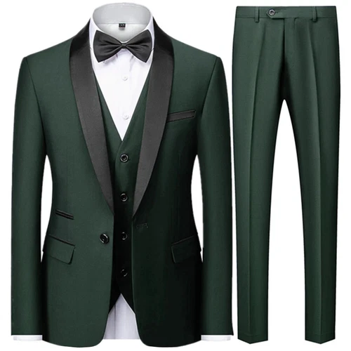Ensemble de 3 pièces costume de mariage homme manteau pantalon gilet robe de marié blazers veste pantalon - Photo 8/52