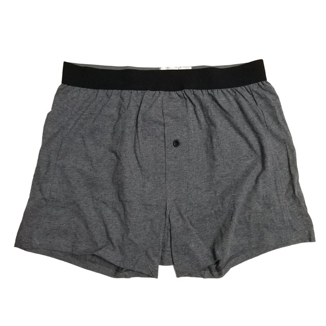 2Pack Mens Pure Cotton Underwear Open Button Fly Boxer Shorts Loose