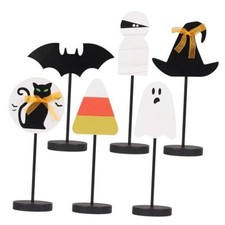 6PCS Wooden Halloween Tabletop Decorations for Home Indoor Centerpieces 