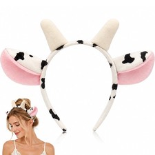 Cow Ears Headband, 6.3x7.9in Plush Cow Headband, Cow Ears Costume Animal Ear ...