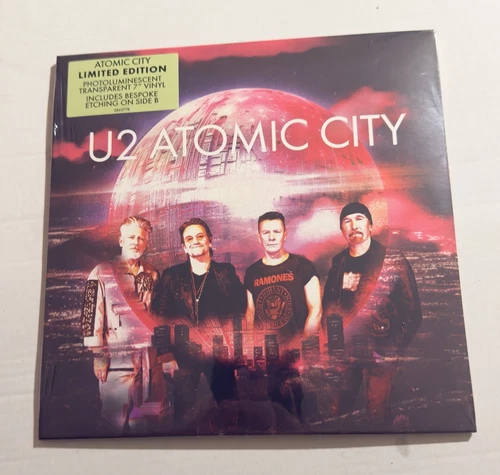 U2 ATOMIC CITY LIMITED EDITION PHOTOLUMINESCENT TRANSPARENT 7’’ VINYL NEW
