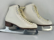 Riedell Girls Ice Skates Size 5 Model 117 “Red Ribbon” White Youth Figure Skates