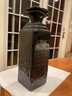 Vtg Frankoma Pottery Decanter W/Stopper Vase Bottle Black Mayan Aztec 7JH 1950's