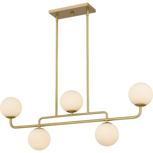 Brushed Gold Five Light Linear Chandelier from the Regis Collection - Picture 1 of 7