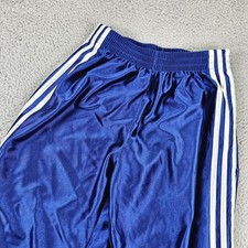 Adidas Track Pants Kids Large Blue Tearaway Side Snap 3 Stripe Logo Athletic