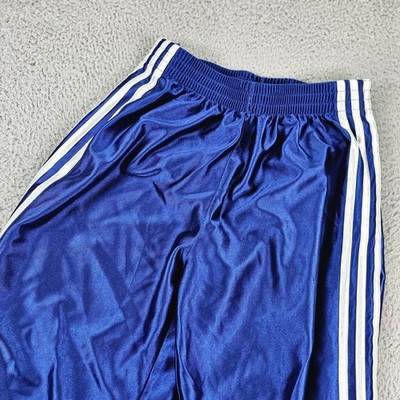 Adidas Track Pants Kids Large Blue Tearaway Side Snap 3 Stripe Logo Athletic