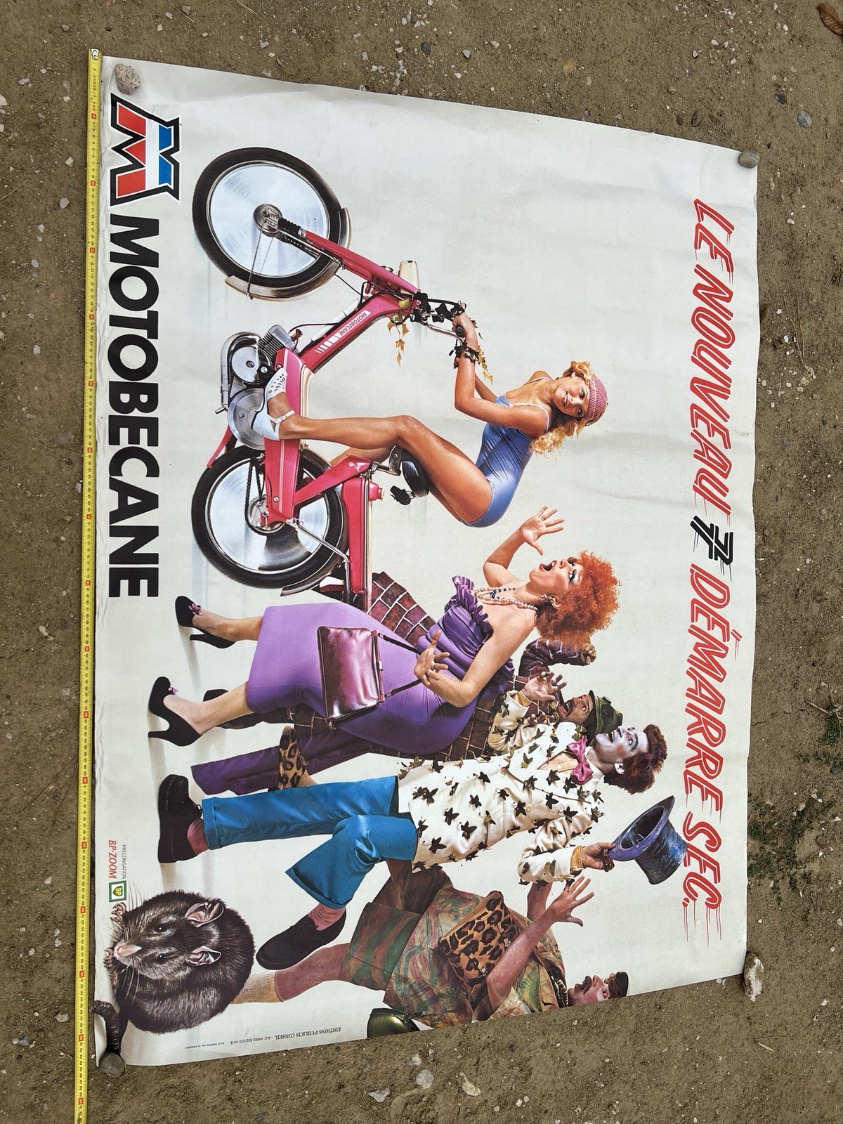 Vintage Motobecane Mobylette Large Advertising Poster Pub Poster