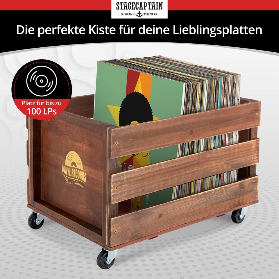 2x Schallplatten Vinyl Box Kiste Aufbewahrung LP 100 Sammlung Plattenkiste Braun - Bild 2 von 4