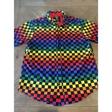 Spencers 1980s Button up skater color block 100 cotton size medium