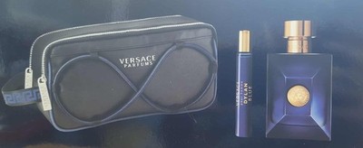 VERSACE DYLAN BLUE Cologne MEN 3 pcs GIFT SET 3.4 oz EDT Spray +0.3 Spray + Bag