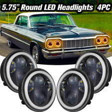 For Mercedes-Benz 560SL 1986 1987 1988 1989 4pcs 5.75" LED Headlights Halo DRL