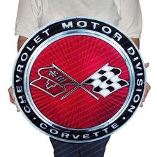 Corvette Flags Metal Sign Large 19 X 19