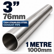 3" Stainless Steel 76mm Exhaust Pipe 1m Exhaust Repair Replacement Pipe