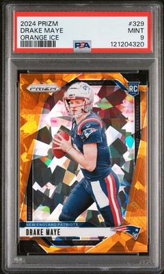 2024 Panini Prizm Drake Maye RC Orange Ice PSA 9 Mint Rookie #329