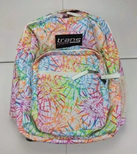 Trans By JanSport Tie Dizzle White Backpack 15” Laptop Sleeve Tie Dye Bursts EUC