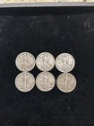 6x 1917-1943 Circ. Walking Liberty Half WLH Dollars- 75g 90% silver Under Melt!