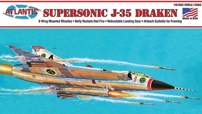 Atlantis 1/48 Saab J-35 Draken Fighter Plane Plastic Model ATLAMCL570