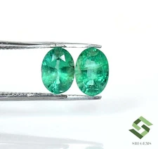 7x5 mm Certified Natural Emerald Oval Cut Pair 1.72 CTS Untreated Loose Gemstone