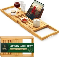 ROYAL CRAFT WOOD Premium Foldable Bathtub Tray - Wood Bath Tray for Tub, Bamb...