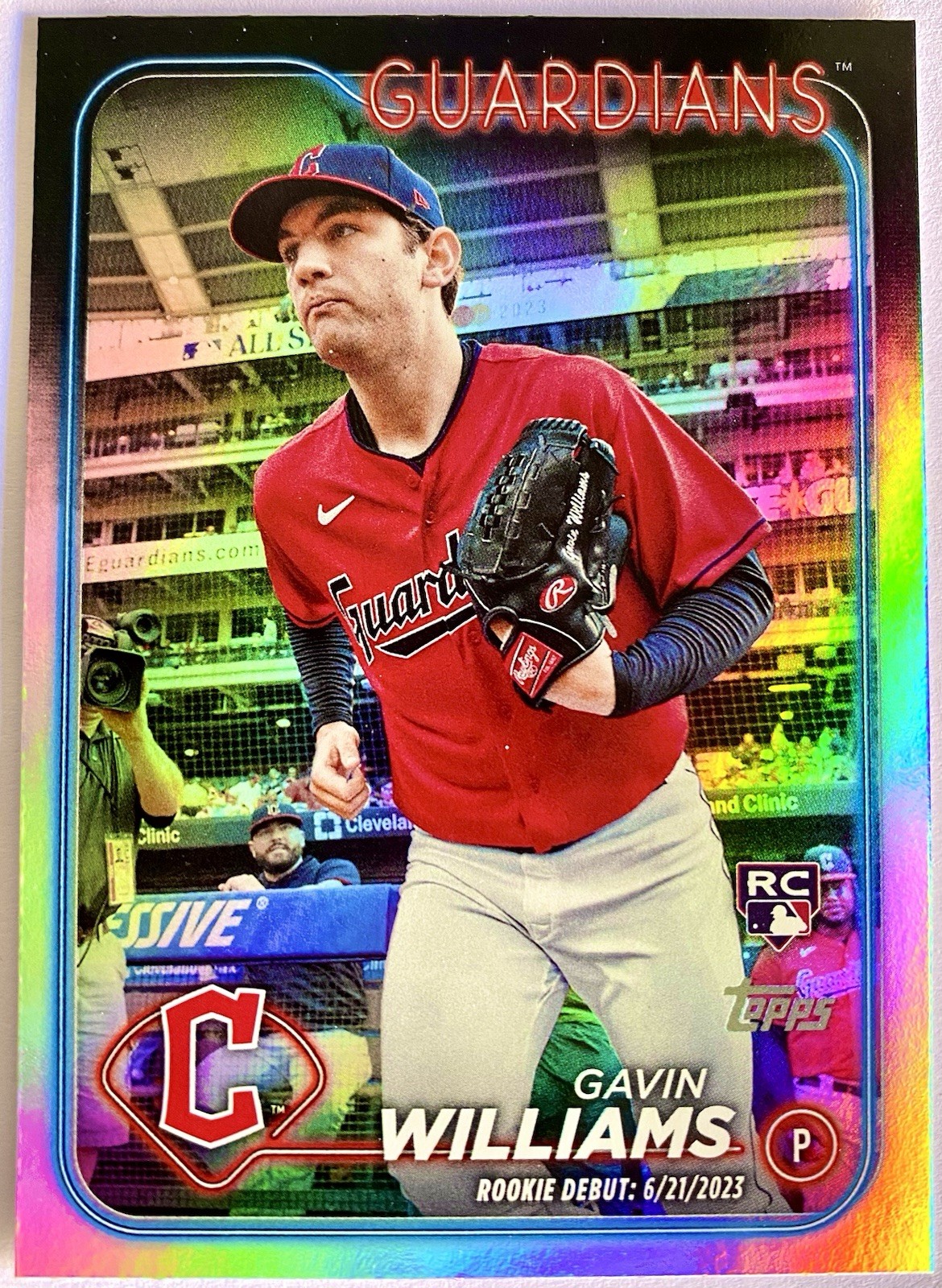 2024 Topps Update Gavin Williams Rookie Debut Rainbow Foil RC Guardians US294