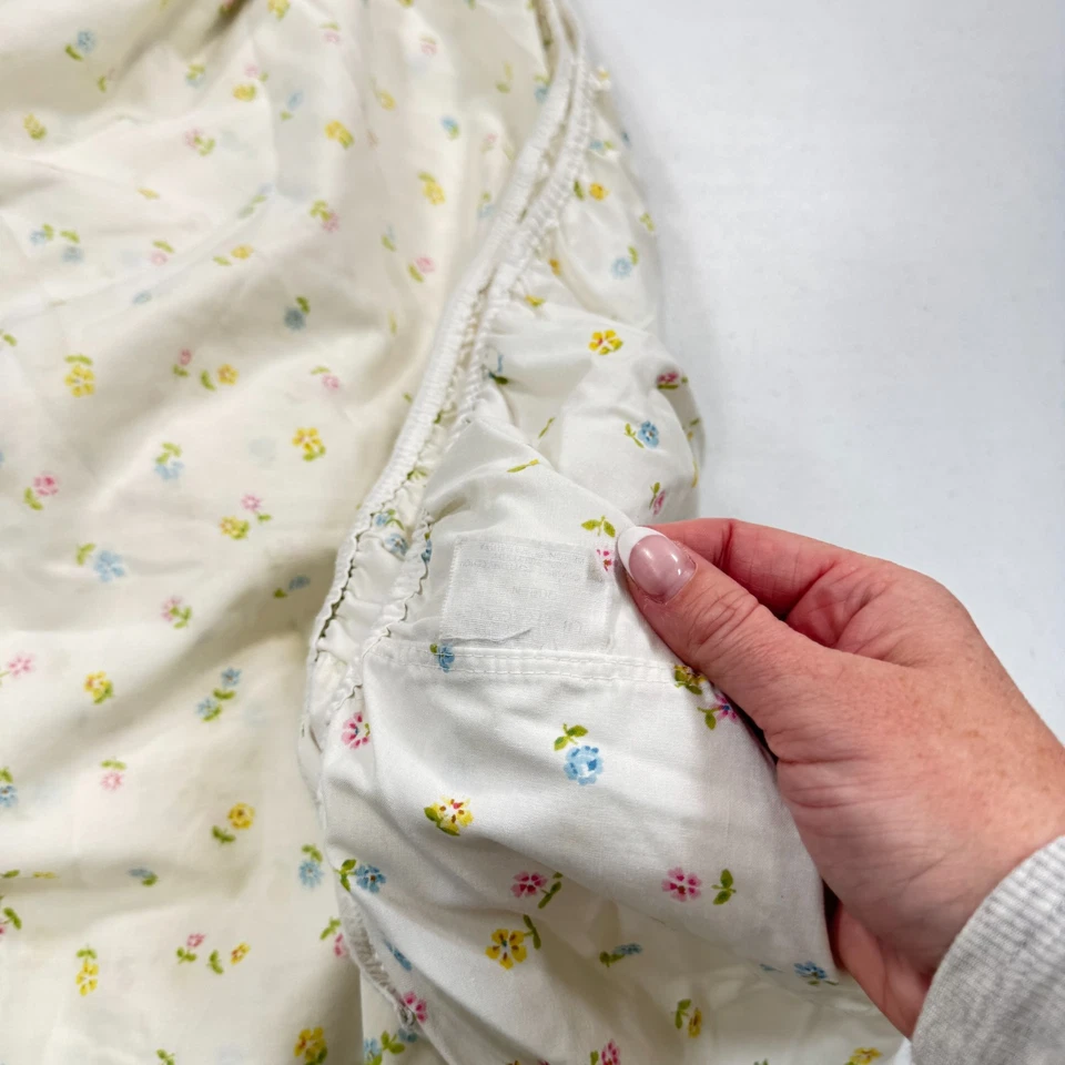 vintage wamsutta queen fitted sheet multi colored floral small all over mcm - Image 3 of 4