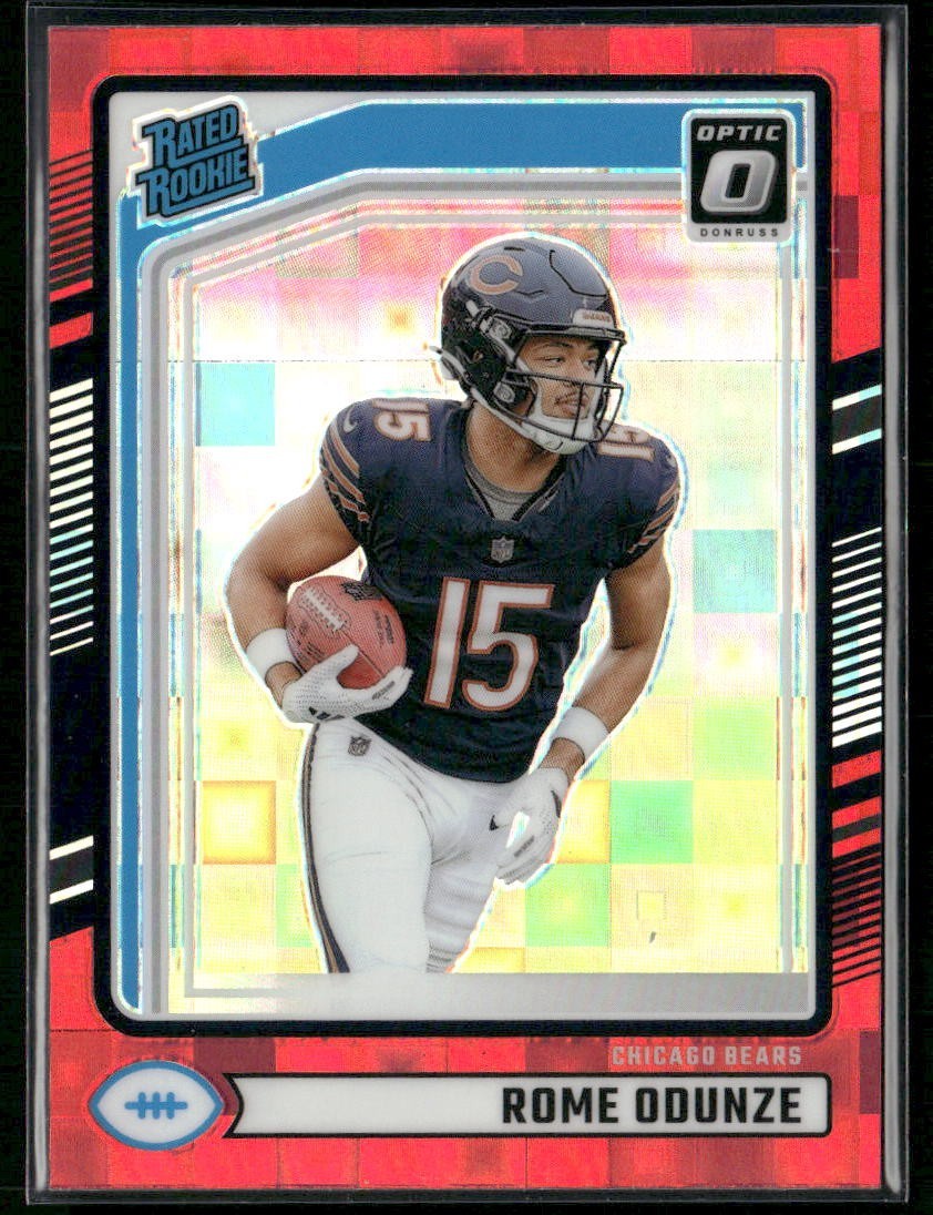 2024 Donruss - Rated Rookie Rome Odunze #309 Optic Preview Red Pandora Prizm