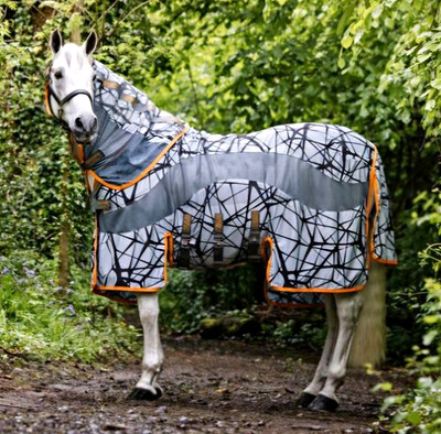 Horseware Amigo CamoFly Sheet with Neck Cover Pattern with Orange Trim