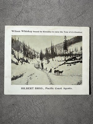 Antike Wilson Rye Whisky Trade Card X-RARE 1890er Original Klondike Goldrausch. ��