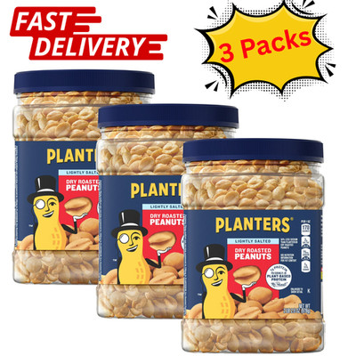 Planters Lightly Salted Dry Roasted Peanuts ~ Heart Healthy  2.16 lb (3 Pack)