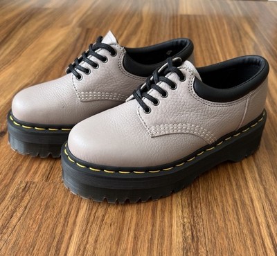 Dr. Martens 8053 Quad Oxford Taupe Women Sz6 Platform Leather Pisa LowTop Casual