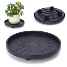 Round Plant Caddy with Wheels Indoor Outdoor Flower Pot Trolley Rolling Stand