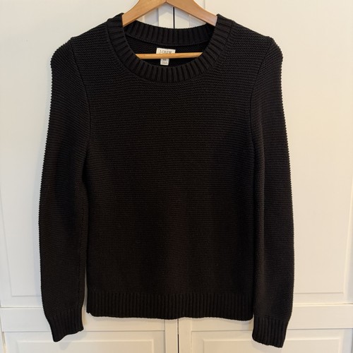 J. Crew | Damen | Klassischer Rundhals Pullover | Schwarz | Baumwolle | Wolle | XS - Bild 2 von 6