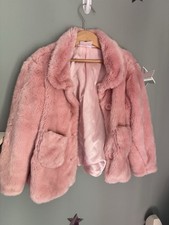 hanna andersson Pink Faux Fur Girl  s Coat 6-7Y