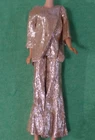 Vintage Barbie Clothes - Vintage Barbie CLONE Tan and Silver Pants Suit