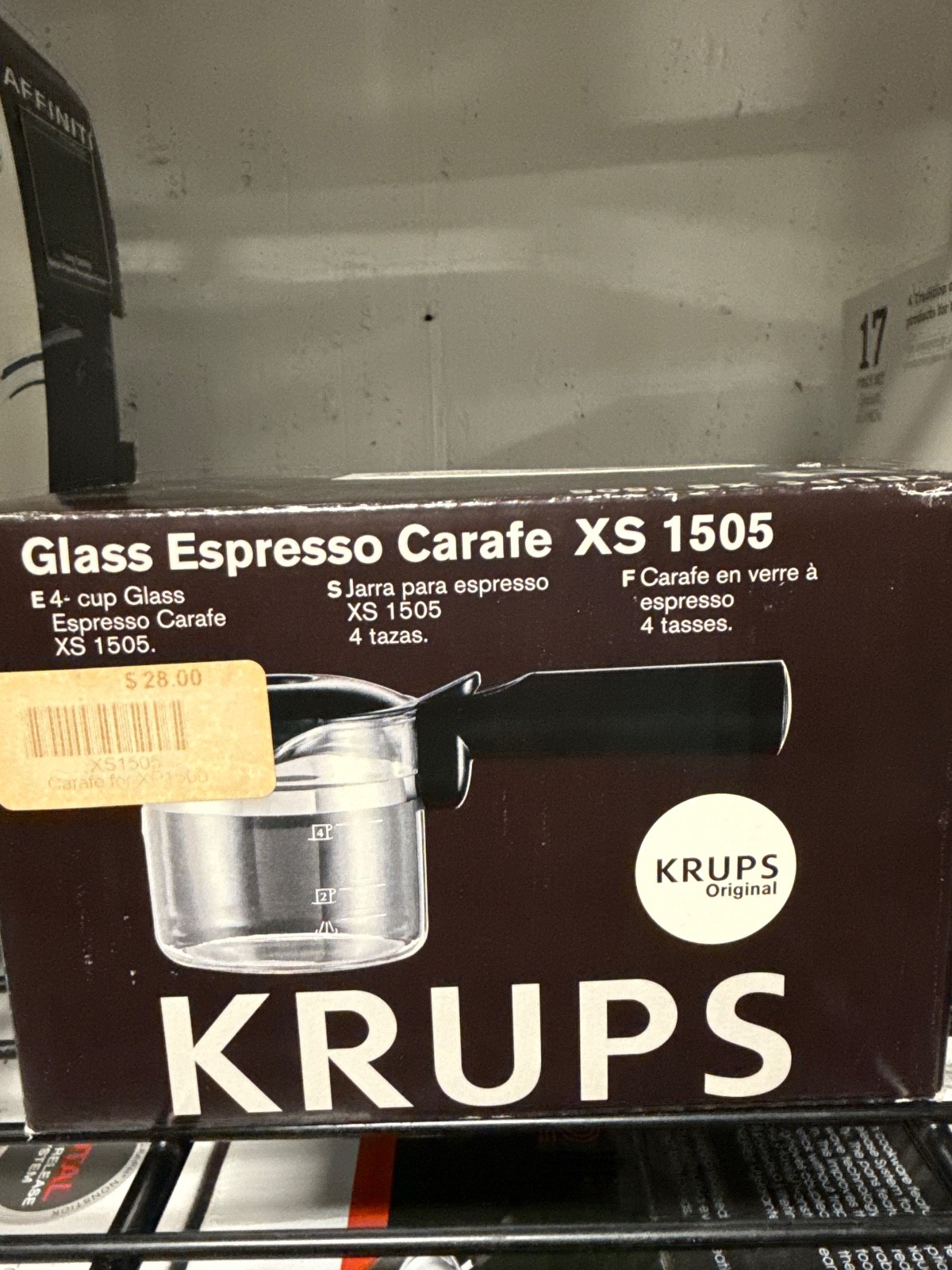 Krups Original Glass Espresso Carafe 4 cup XS 1505 - New in 