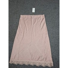 A New Day NWT Pink Satin Lace Trim Midi Slip Skirt Women's Large