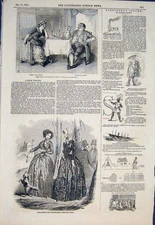 Original Old Antique Print Paris Fashion Lyceum Theatre Puzzles 1846 Victorian