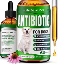 Dog Antibiotics for Infections, Cough, 2 Fl Oz, White with green elements