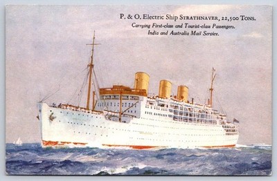 Antique P  O Electric Ship Strathnaver 22500 Tons Ocean Liner