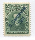 Bolivia 1911 5 on 2 centavos Blue Surcharge mint NH