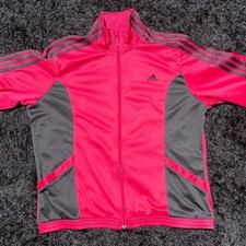 Adidas Pink and Black Three-Stripe Full-Zip Track Jacket