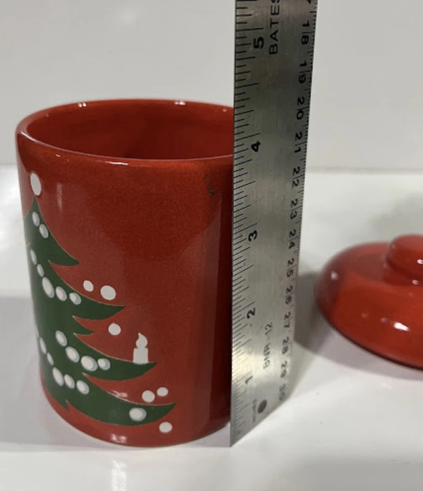 Waechtersbach Red Christmas Tree Cookie Jar/Canister W/Lid Germany - Image 2 of 4